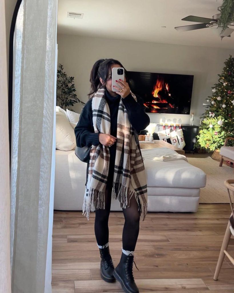 Black Layers with Oversized Scarf