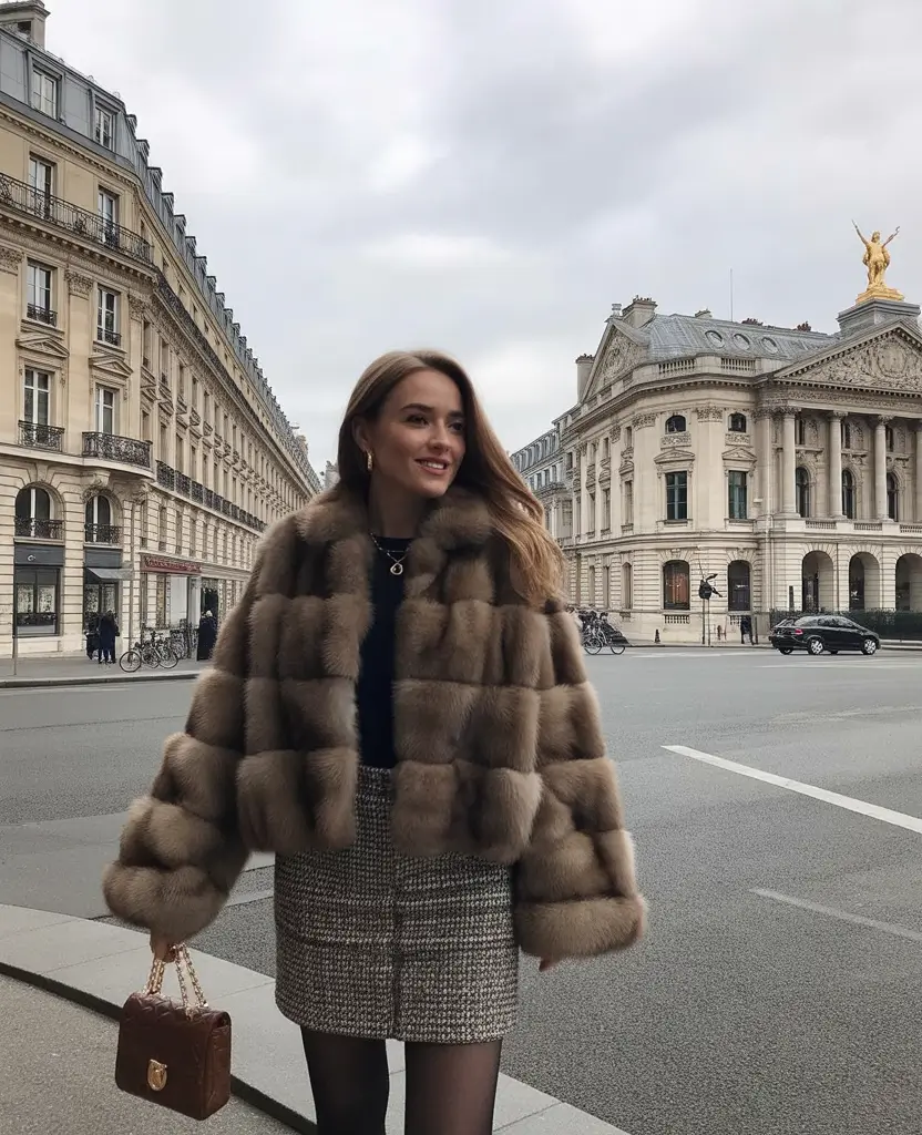 Parisian Fur with Tweed Skirt Charm