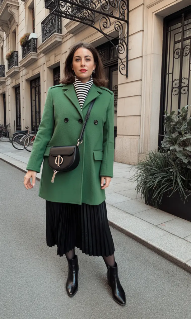 Green Coat With Parisian Edge