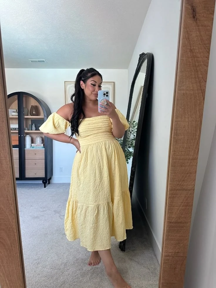 Sunny Off-Shoulder Midi Dress Look