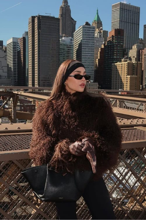 Chocolate Shag Coat With Ear Warmer