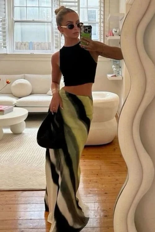 Crop Top & Bold Maxi Skirt