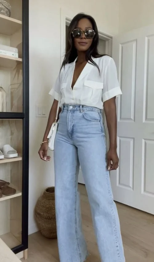 White Blouse & Jeans
