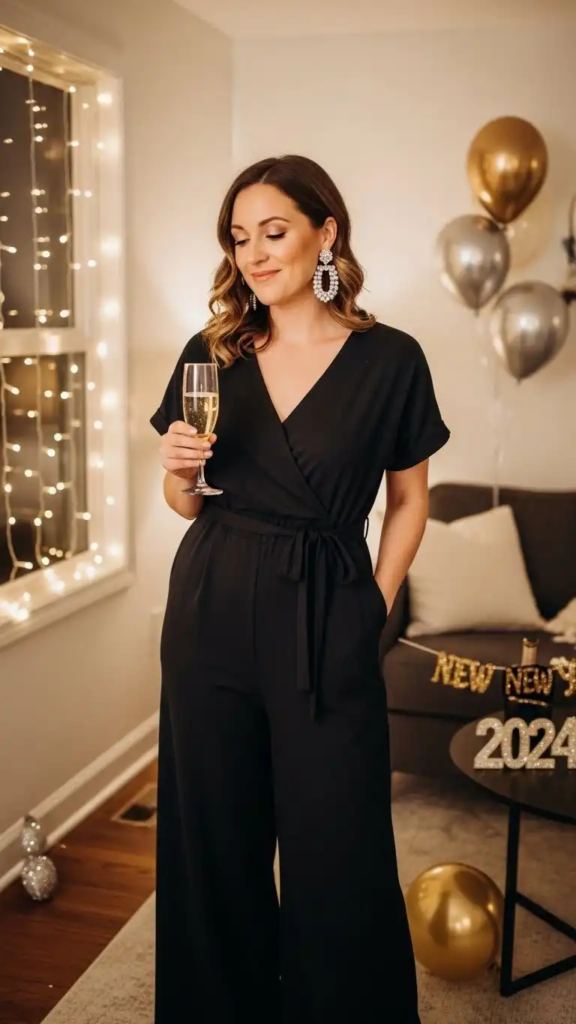 Jumpsuit with Statement Earrings