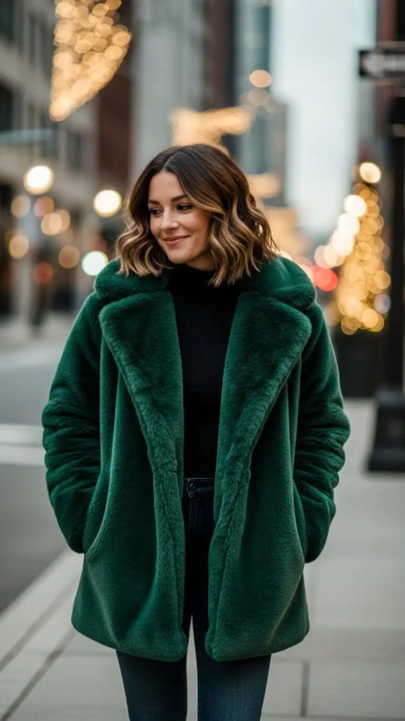 Faux Fur Coat Over Any Simple Base