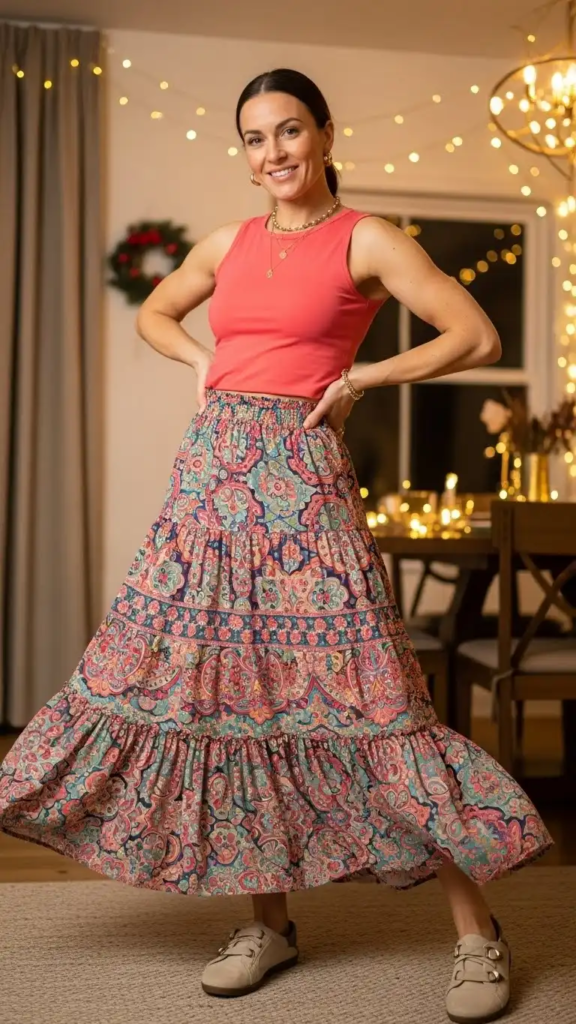 Tiered Maxi Skirt with a Fitted Top