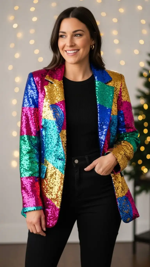 Colored Blazer with All-Black Base