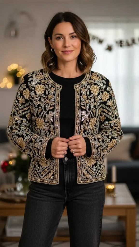 Embellished Cardigan with Simple Separates