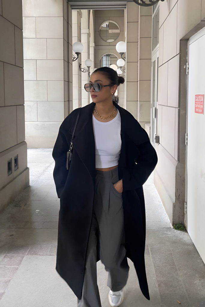 Longline Wool Coats Over Simple Outfits