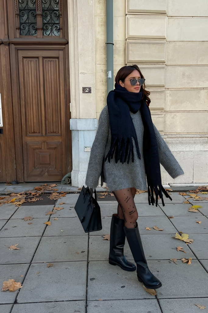 Layered Looks with Scarves and Structured Boots