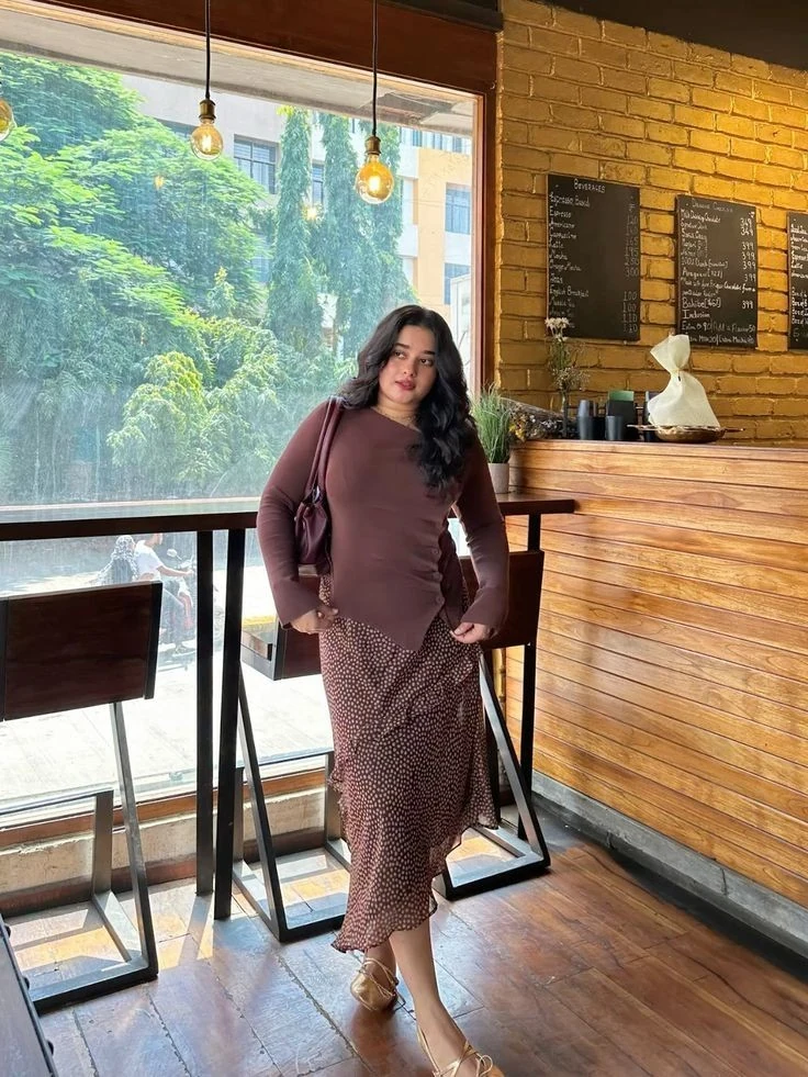 Soft Pink Sweater and White Midi Skirt
