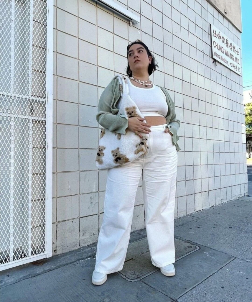 Cropped Top with High-Waisted White Pants