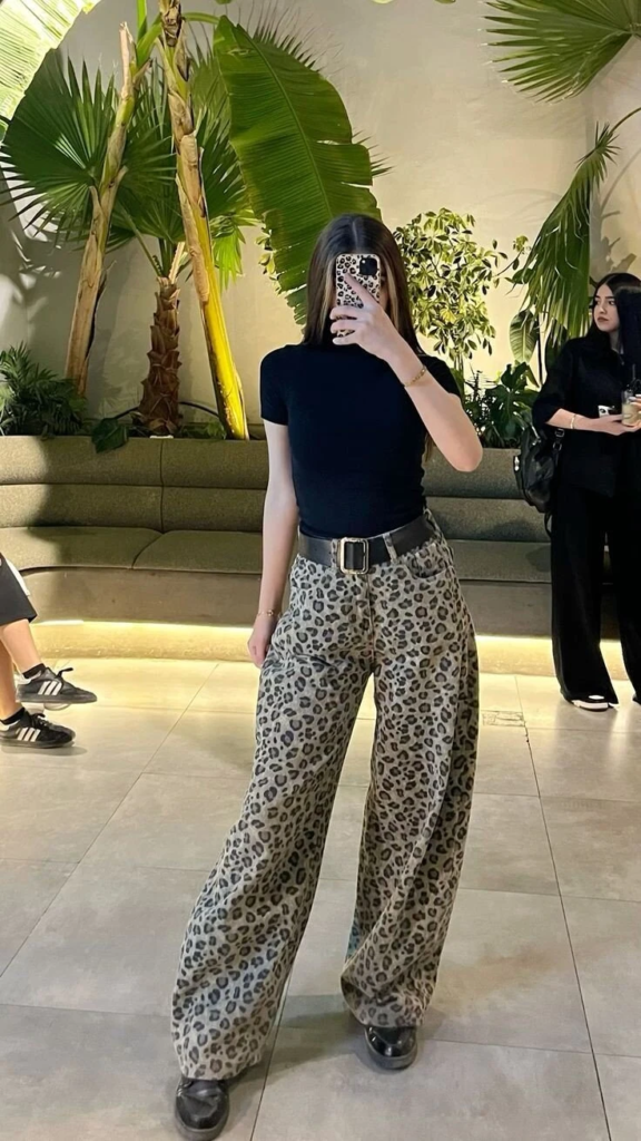 Leopard Print Wide-Leg Pants