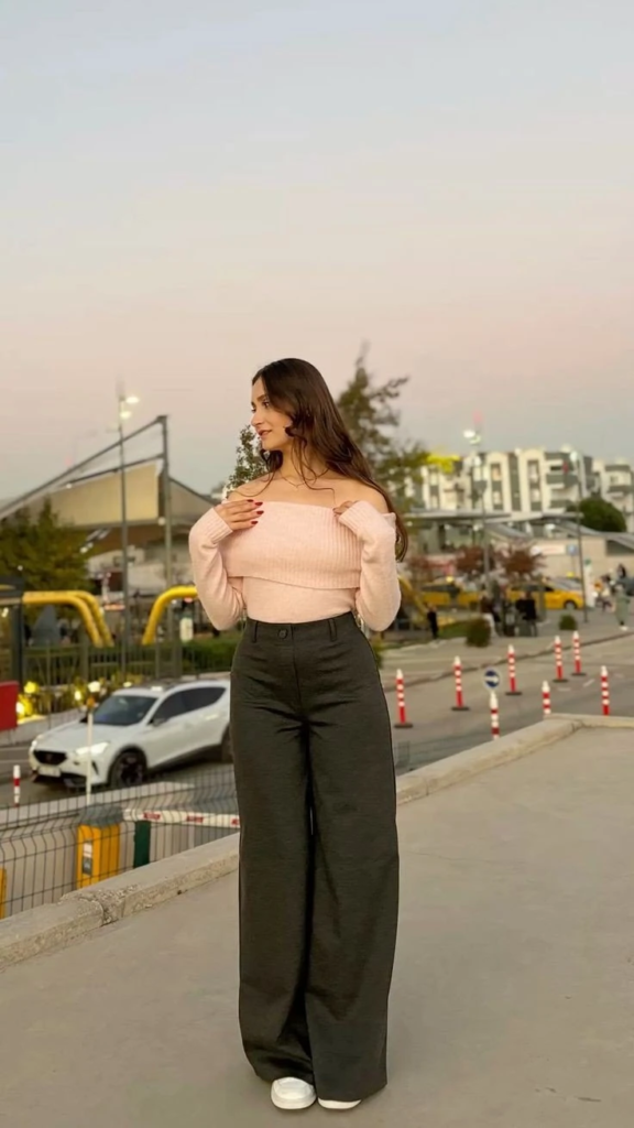 Off-Shoulder Crop with Wide-Leg Trousers