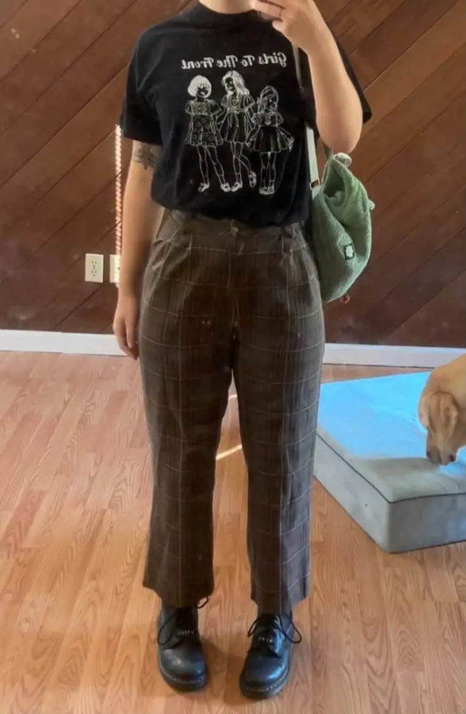 Graphic Tee With Tailored Plaid Pants