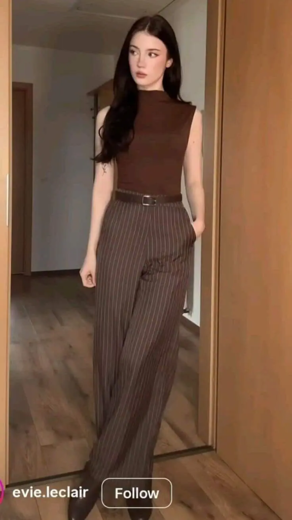 Sleek Vest and Pinstriped Pants Combo