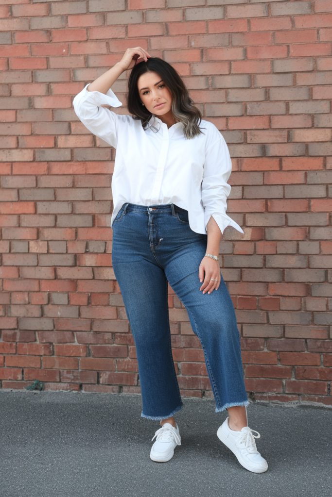11. Classic White Shirt and Denim