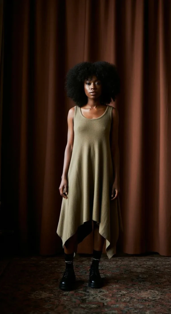 .Asymmetrical Midi Dress