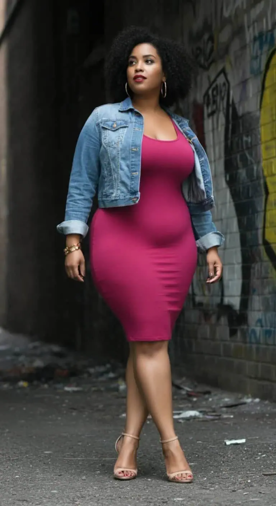 Bodycon Dress And Denim Jacket