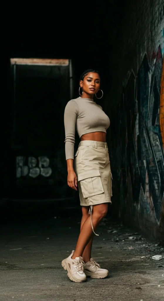 Crop Top And Cargo Skirt