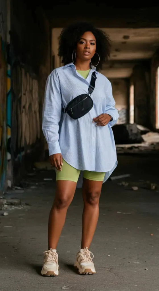 Oversized Shirt And Biker Shorts