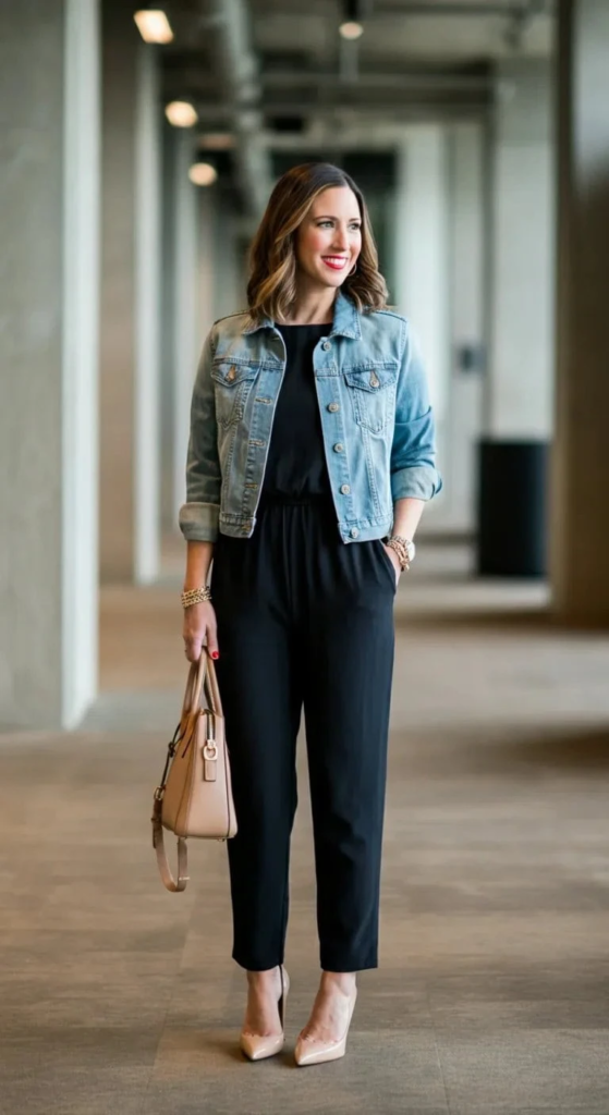 Sleeveless Jumpsuit And Denim Jacket