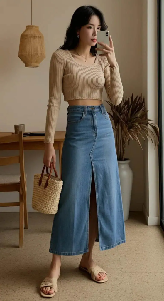 Crop Top And High-Slit Maxi Skirt