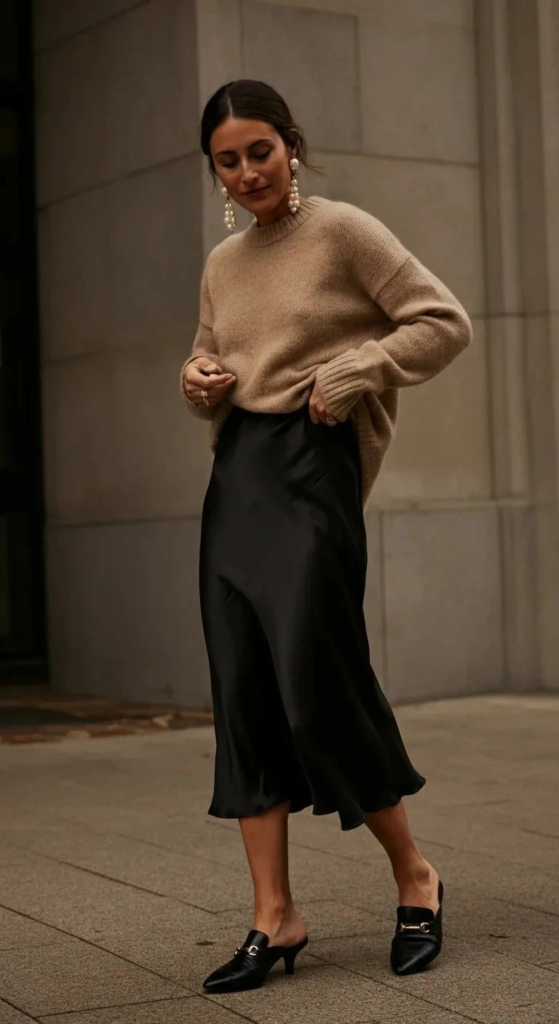 Cashmere Sweater And Midi Slip