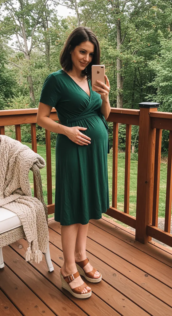 Wrap Dress With Wedge Sandals