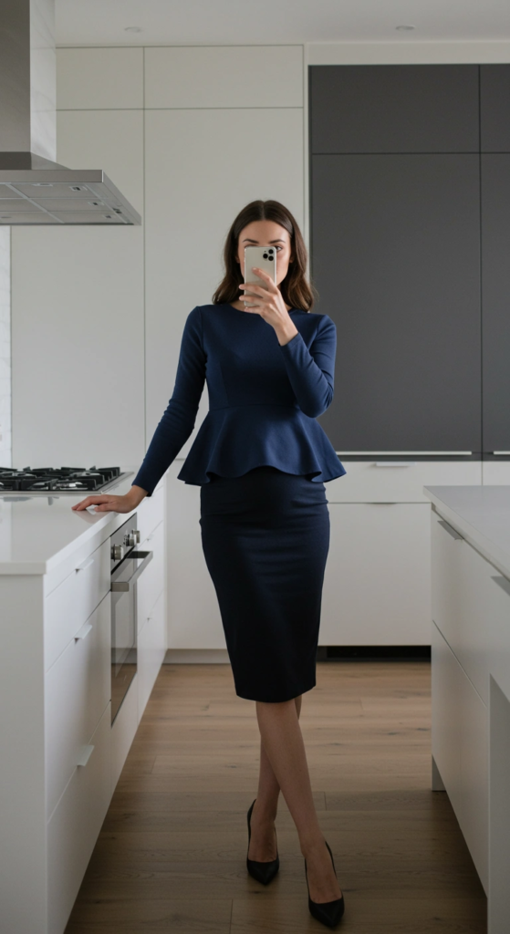 Peplum Top With Maternity Pencil Skirt