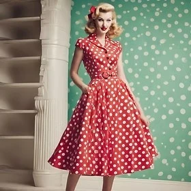 Whimsical Green Polka Dot Swing Dress