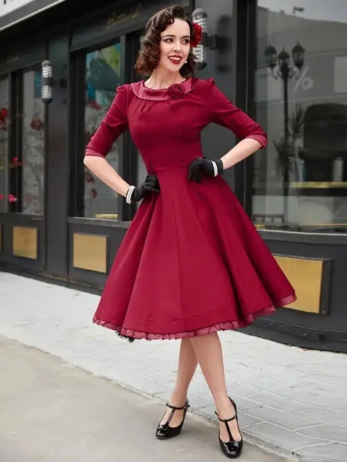 Radiant Ruby A-Line Swing Dress