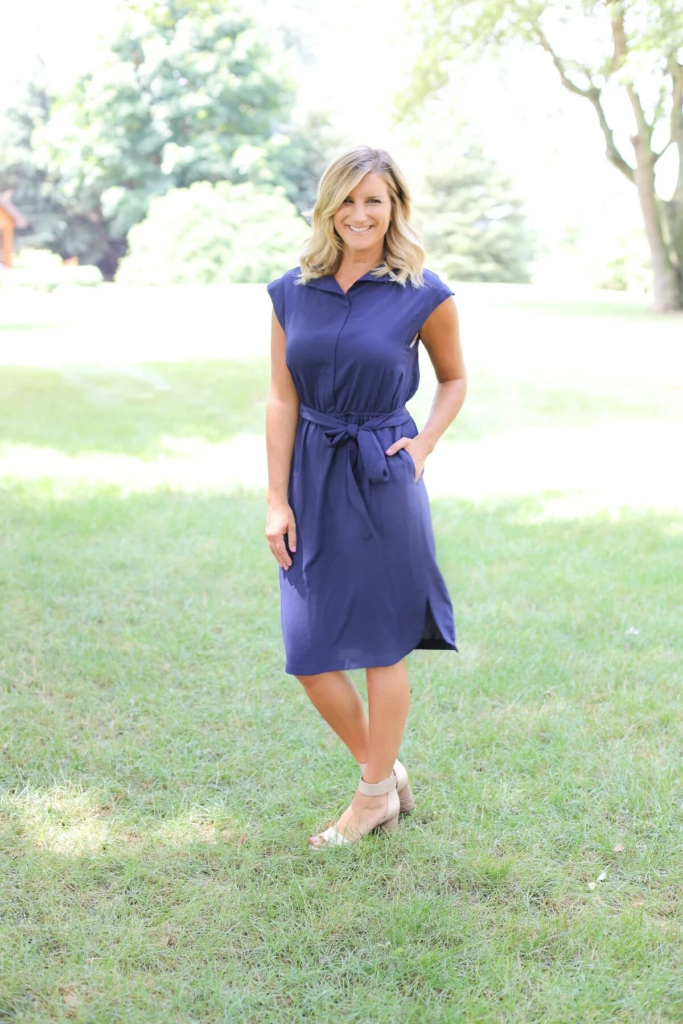 6. Navy Shirt Dress With Tie Waist