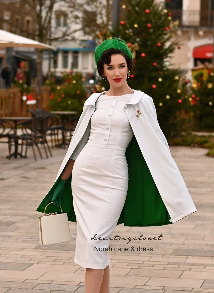 Elegant White Dress With Matching Cape
