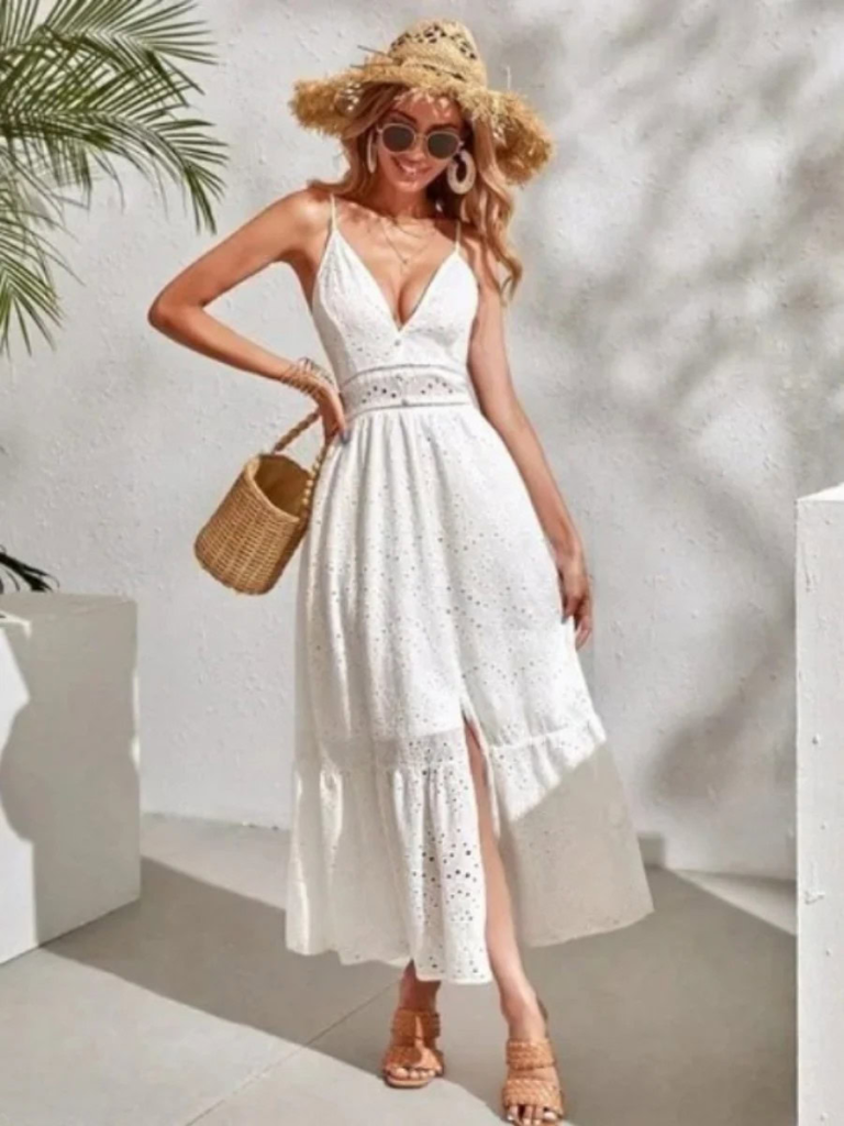 Eyelet Lace Maxi With Front Slit