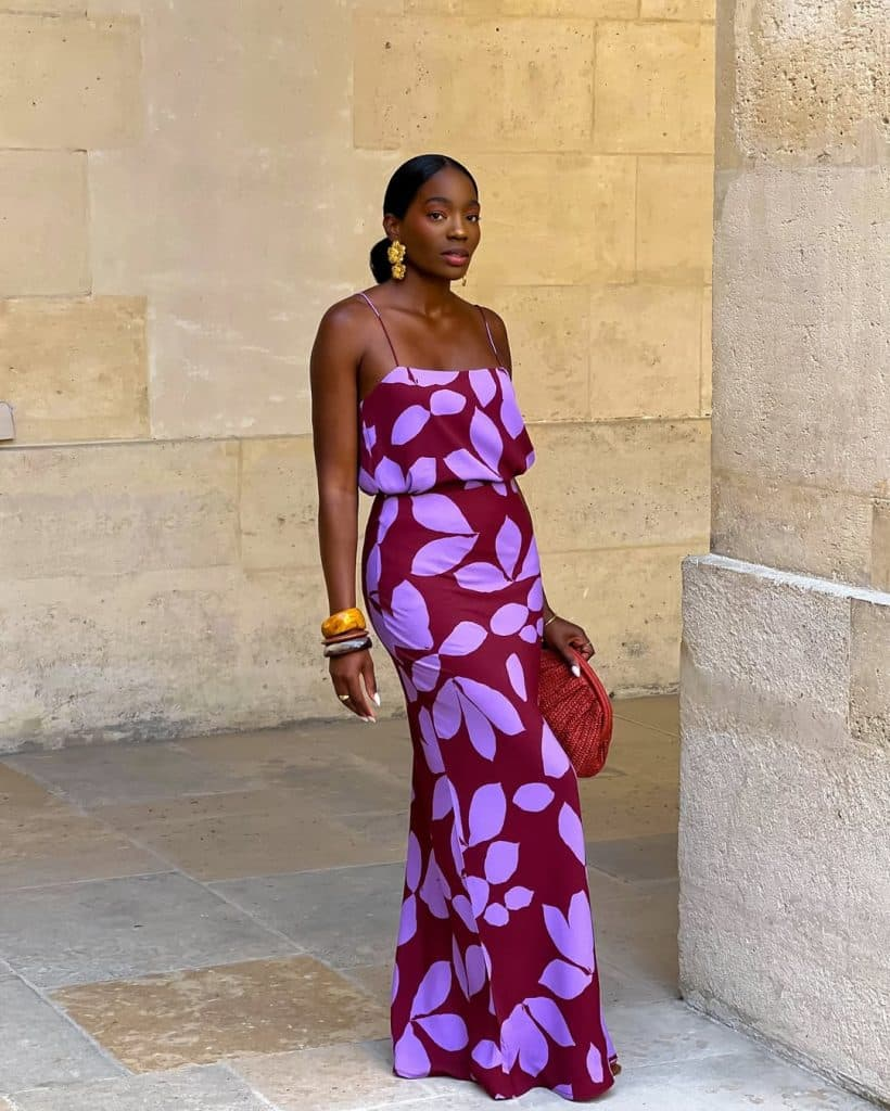 A Bold Print Maxi Dress + Gold Accessories