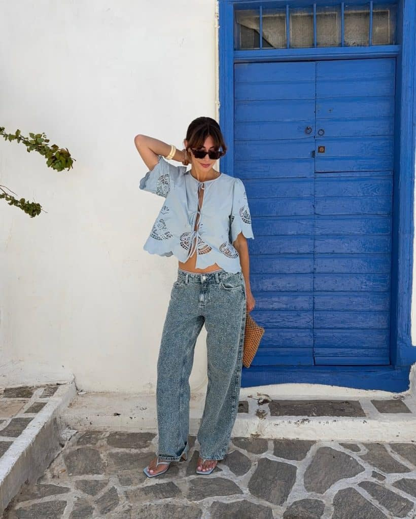 The Scalloped Cutwork Top + Relaxed Jeans