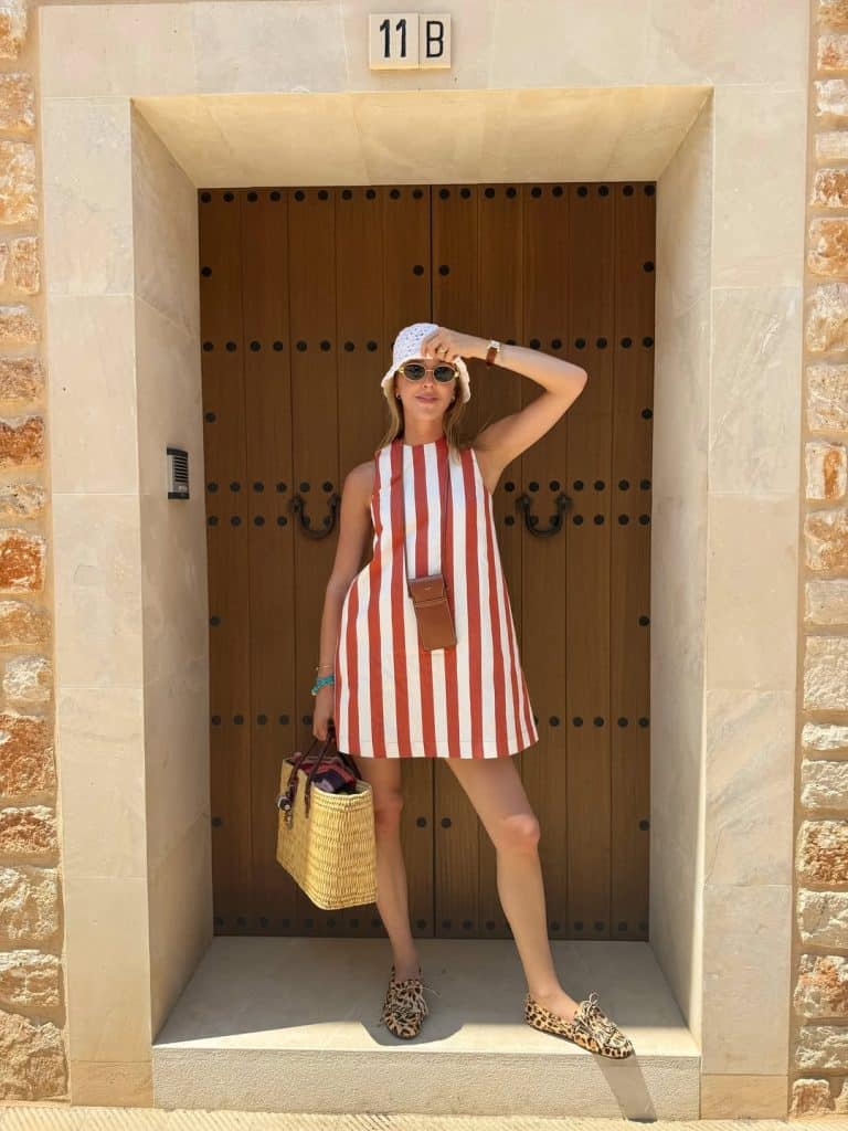 The Stripe Mini Dress + Crochet Hat + Loafers