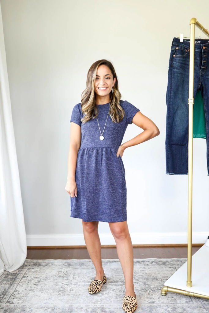 15. Comfy Chic In Blue Knit Dress