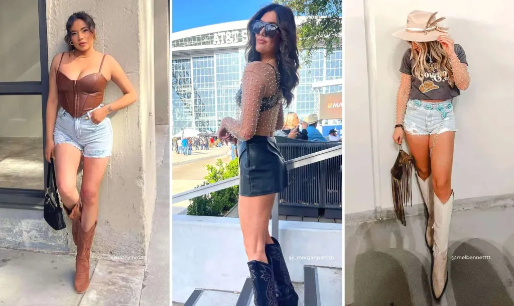 Leather Top with Cowboy Boots for Summer Concert Outfit: Bold and Beautiful