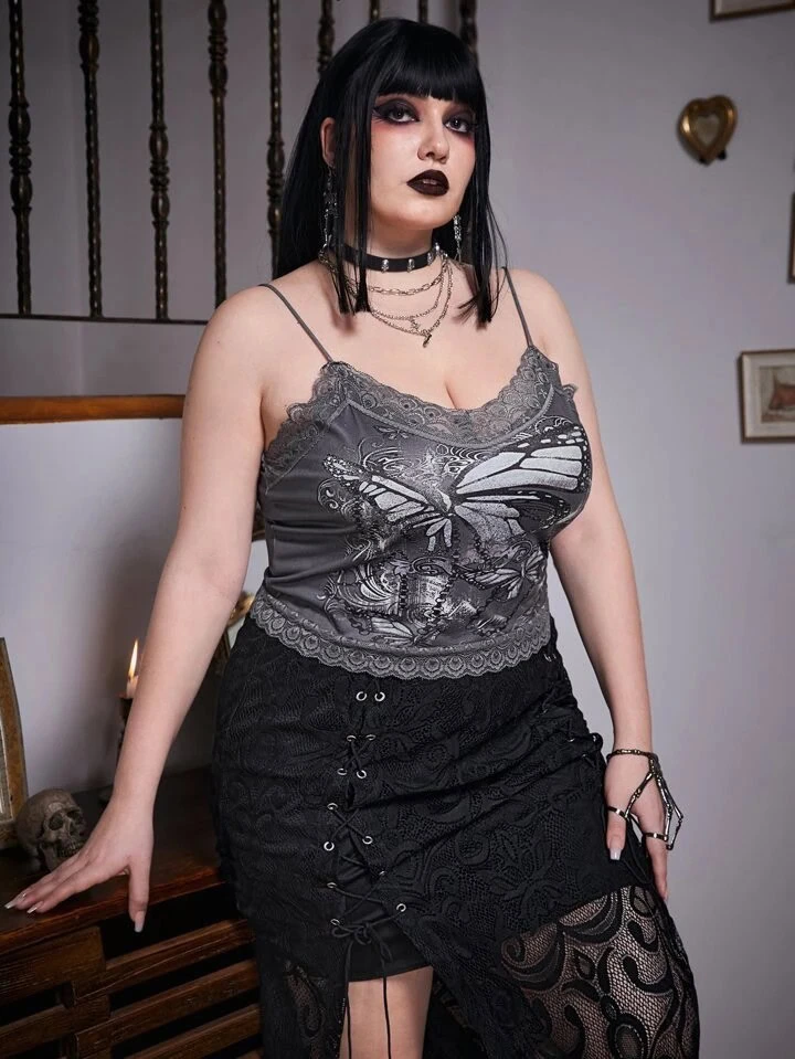 1. Sultry Butterfly Lace Camisole Ensemble