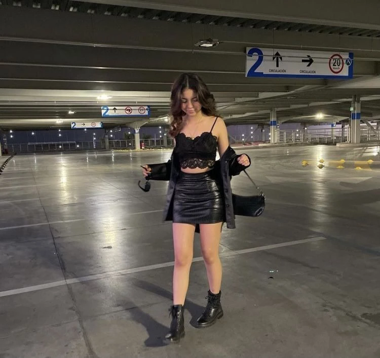 Edgy Black Lace and Leather Ensemble