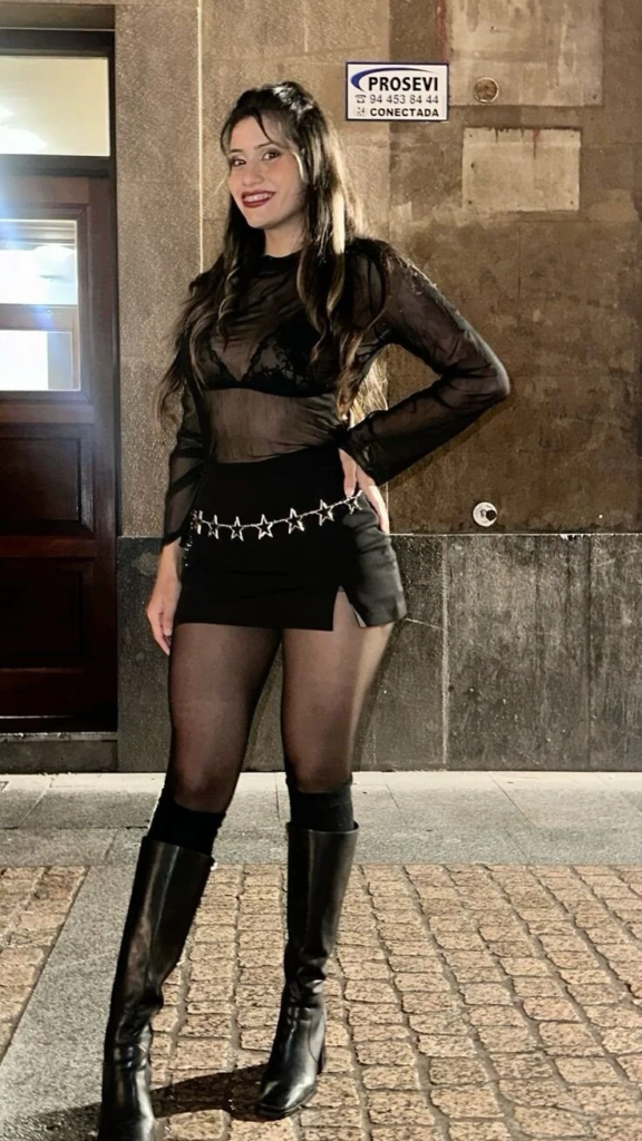 Sequin Skirt With Bold Red Top