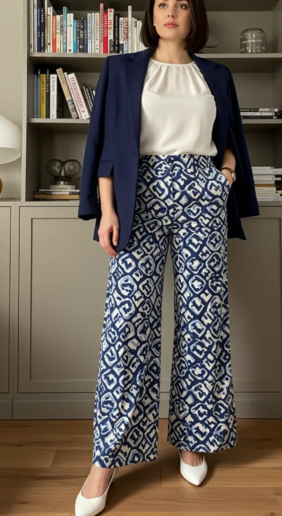 Patterned Palazzo Pants and Sleeveless Blouse