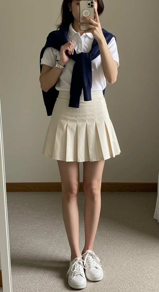 Pleated Tennis Skirt and Polo Shirt