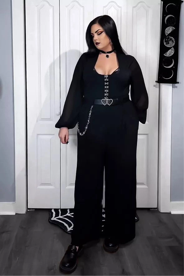 11. Elegant All-Black Goth Jumpsuit