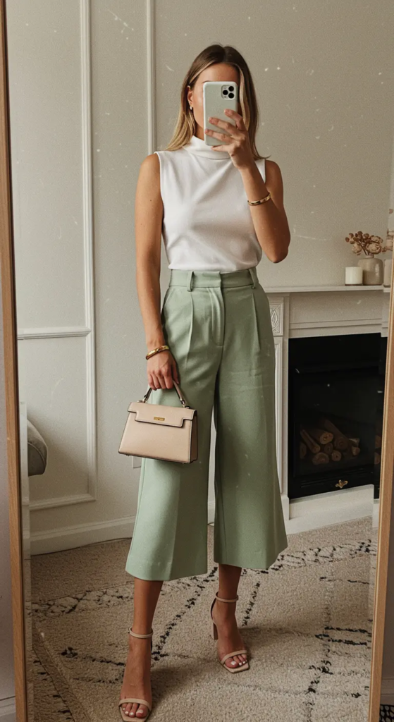 High-Neck Sleeveless Top and Culottes