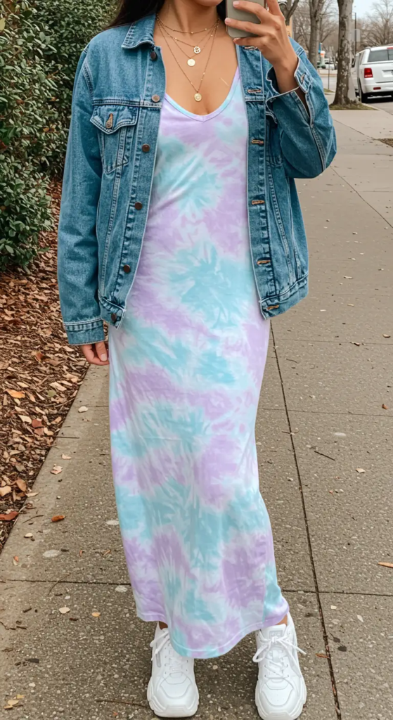Tie-Dye Maxi Dress and Chunky Sneakers