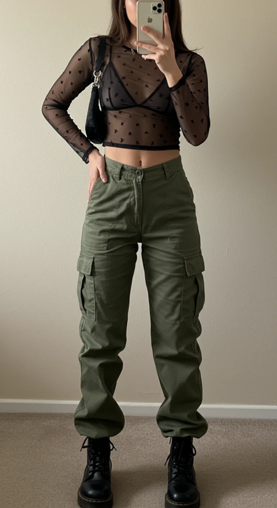 Mesh Top and Cargo Pants