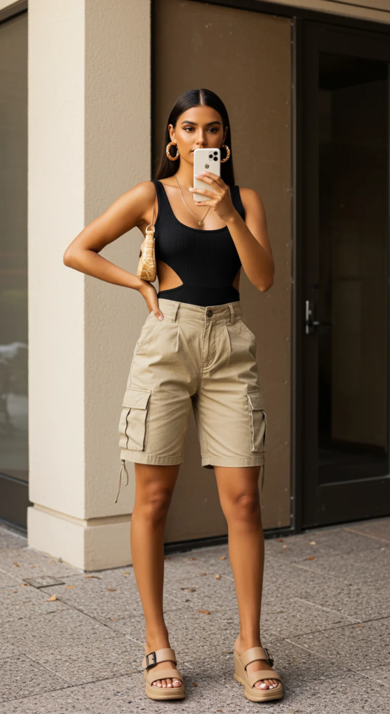 Off-Shoulder Top and Paperbag Waist Shorts